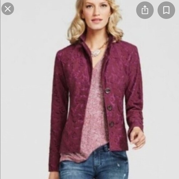 CABI Plumberry Lace Frolic Jacket Size 6 - Picture 2 of 10